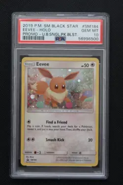 PSA 10 GEM MINT 2019 Pokemon SM Black Star Promo Eevee Holo SM184 - Image 1