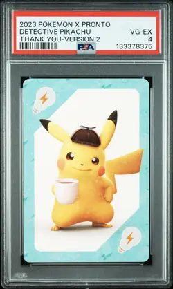 2023 POKEMON X PRONTO THANK YOU CARD VERSION 2 DETECTIVE PIKACHU PSA 4 - Image 1