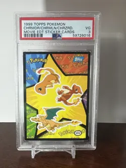 1999 Topps Charmander Charmeleon Charizard Movie Edition Sticker Card Psa 3 - Image 1