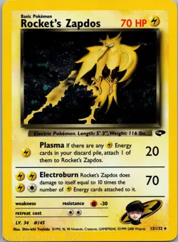 Rocket's Zapdos 15/132 Holo Rare Gym Challenge Pokemon NM - Image 1