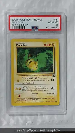 Pokemon PSA 10 Gem Mint Black Star Promo Pikachu 27 G2U - Image 3