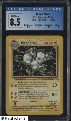 1999 Pokemon Fossil Unlimited #26 Magneton CGC 8.5 NM-MT+ - Image 1