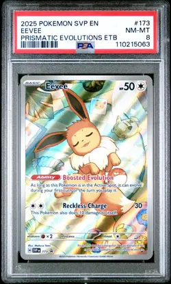 2025 Pokemon SVP En Eevee Prismatic Evolutions ETB Black Star Promo #173 PSA 8 - Image 1