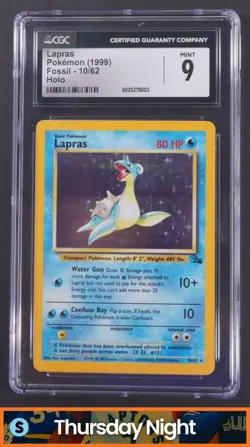 1999 POKEMON FOSSIL #10/62 LAPRAS HOLO CGC 9 - Image 1