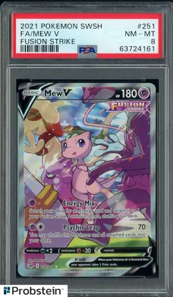 2021 Pokemon SWSH Fusion Strike #251 FA Mew V PSA 8 NM-MT - Image 1