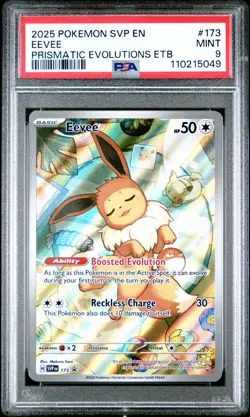 2025 Pokemon SVP En Eevee Prismatic Evolutions ETB Black Star Promo #173 PSA 9 - Image 1