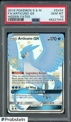 2019 Pokemon S & M Hidden Fates #SV54 FA Articuno Gx PSA 10 GEM MINT - Image 1
