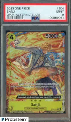 2023 ONE PIECE OP04 ALTERNATE ART #104 SANJI PSA 9 MINT - Image 1
