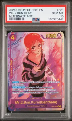 2024 ONE PIECE EB01-MEMORIAL COLLECTION ALT ART #061 MR. 2 BON CLAY PSA 10 - Image 1