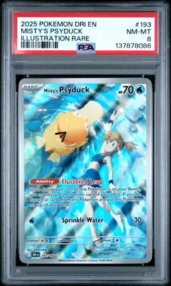 2025 POKEMON DRI EN-DESTINED RIVALS ILLUSTRATION RARE #193 MISTY'S PSYDUCK PSA 8 - Image 1