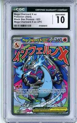 CGC GEM MINT 10 Pokemon TCG Mega Charizard X ex 023 Me Mega Evolution Promo Holo - Image 1