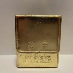MTG Magic the Gathering Ultra Pro commander deck box gold leatherette flip box - Image 1