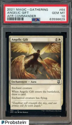 2021 Magic The Gathering AFR Commander #64 Angelic Gift PSA 10 GEM MINT - Image 1
