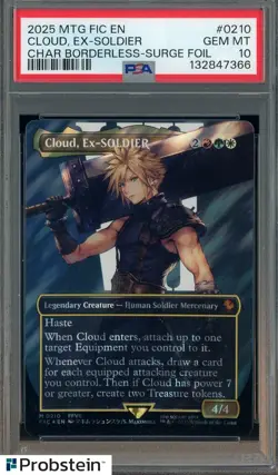 #4 2025 MTG EN Character Borderless Surge Foil #0210 Cloud PSA 10 GEM MINT - Image 1