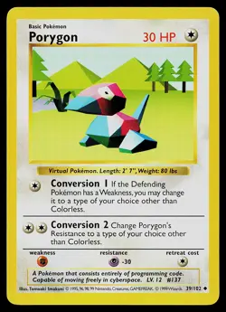 Pokemon Card - Porygon Base Set (Shadowless) 39/102 Uncommon - Image 1