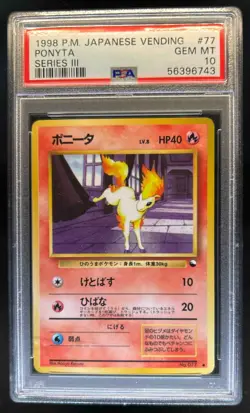 1998 Pokemon Japanese Vending Ponyta Series 3 #077 PSA 10 - Image 1