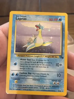 Pokemon Card - Lapras Fossil 10/62 Holo Rare Old School Vintage Foil - Image 1