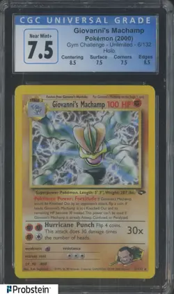 2000 Pokemon Gym Challenge Unlimited #6 Giovanni's Machamp Holo CGC 7.5 NM+ - Image 1