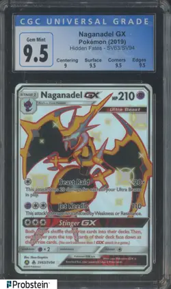 Auction #2 2019 Pokemon Hidden Fates #SV63 Naganadel GX CGC 9.5 GEM MINT - Image 1