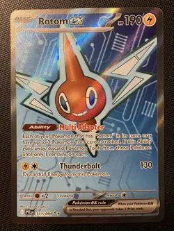 2025 Pokemon Phantasmal Flames Rotom EX 111/094 ULTRA RARE FULL ART HOLO Card! - Image 1
