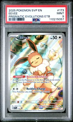 2025 Pokemon SVP En Eevee Prismatic Evolutions ETB Black Star Promo #173 PSA 9 - Image 1