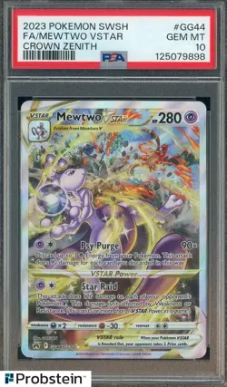 2023 POKEMON SWSH CROWN ZENITH #GG44 FA MEWTWO VSTAR PSA 10 GEM MINT - Image 1