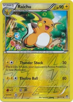 1x Raichu - 28/111 - Uncommon - Reverse Holo Moderately Played Pokemon XY-- Furi - Image 1