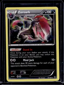 2015 Pokemon XY BREAKthrough Zoroark Holo #91/162 - Image 1