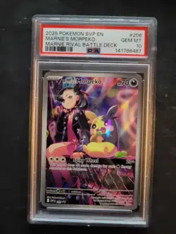 2025 POKEMON SVP EN-SV BLACK STAR PROMO #206 MARNIE'S MORPEKO PSA 10 - Image 1