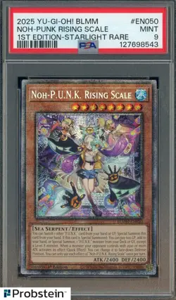 2025 YU-GI-OH! BLMM 1ST EDITION STARLIGHT RARE NOH-PUNK RISING SCALE PSA 9 MINT - Image 1