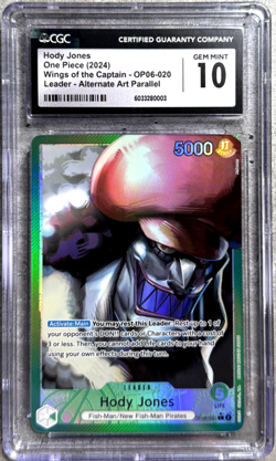 One Piece TCG Hody Jones Leader Alt Art CGC 10 Gem, OP06-020 2024 (1) - Image 1