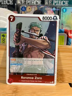 RORONOA ZORO OP14-015 The Azure Sea's Seven Rare Holo One Piece TCG Near Mint - Image 1