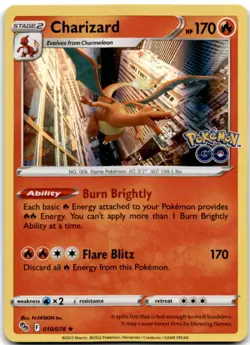 Charizard Holo Rare Pokemon GO 010/078 NM - Image 1