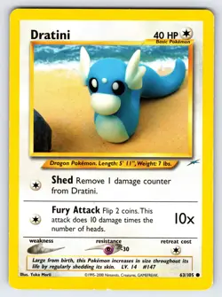Dratini 63/105 2002 Neo Destiny Pokemon Card TCG Yuka Morii WOTC Vintage - Mp - Image 1
