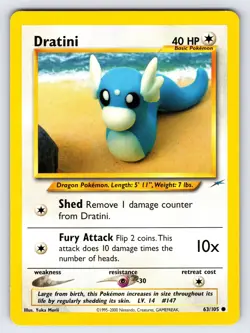 Dratini 63/105 2002 Neo Destiny Pokemon Card TCG Yuka Morii WOTC Vintage Nm/Vlp - Image 1