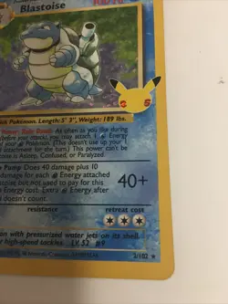 Pokemon Celebrations Blastoise Holo Card 2/102 25th Anniversary Holo - NM/M - Image 4