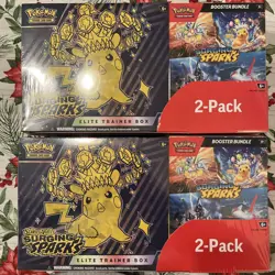 Lot Of 2 Pokemon Surging Sparks ETB & Booster Bundle Costco Sealed Box Pikachu - Image 1