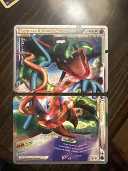 Pokemon Rayquaza and Deoxys Legend Card Top and Bottom - Image 1