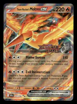 Team Rocket's Moltres ex - (Destined Rivals Stamp) 031/182 NM Pokemon TCG - Image 1
