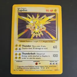 Pokemon TCG Zapdos Base Set Holo Card 16/102 Unlimited Rare, Lightly Played - Image 1