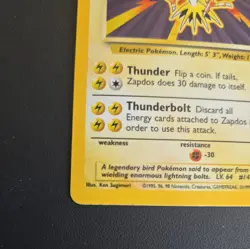 Pokemon TCG Zapdos Base Set Holo Card 16/102 Unlimited Rare, Lightly Played - Image 2