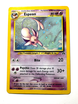 Espeon 1/75 Neo Discovery Unlimited Pokemon Card MP with Damage to top Corner - Image 1