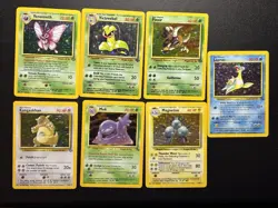 Lot Of 7 VTG Pokemon Cards Jungle Fossil Base HOLO LP-MP - Image 1