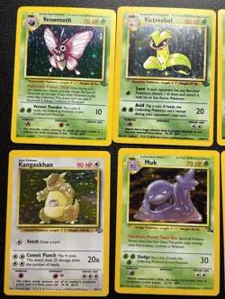 Lot Of 7 VTG Pokemon Cards Jungle Fossil Base HOLO LP-MP - Image 2