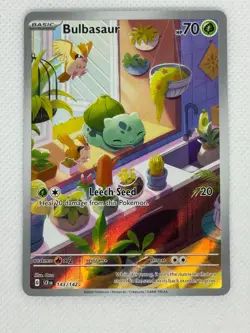 Bulbasaur 143/142 Illustration Rare Near Mint Stellar Crown Holo Pokemon TCG - Image 1