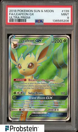 2018 Pokemon S & M Ultra Prism #139 Leafeon Gx FA PSA 9 MINT - Image 1