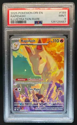 2025 Pokemon SV Destined Rivals DRI EN Rapidash #189/182 PSA 9 - Image 1