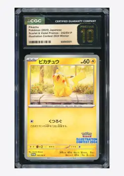 Pokemon CGC 10 PRISTINE Pikachu Promo 2025 242/SV-P Illustration Contest JPN - Image 1