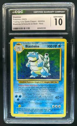 2023 Pokemon Classic Collection Blastoise & Suicune ex Deck #003/034 CGC 10 - Image 1