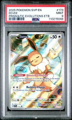 2025 Pokemon SVP En Eevee Prismatic Evolutions ETB Black Star Promo #173 PSA 9 - Image 1